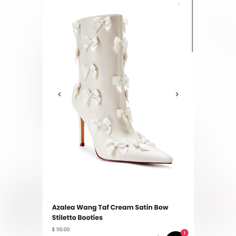 Azalea Wang Taf Cream Satin Bow Stiletto Booties
